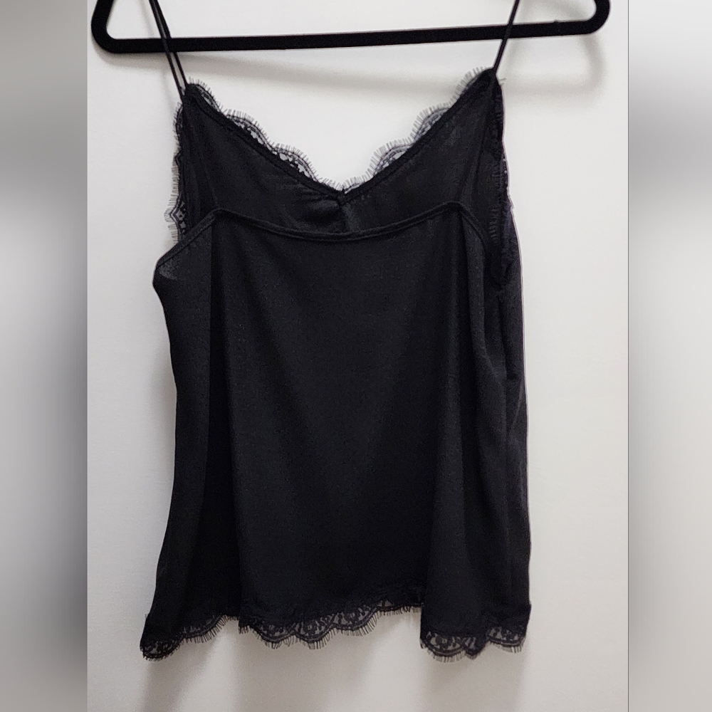Gorgeous Zara brand basic black camisole with lace detailing, size M, black